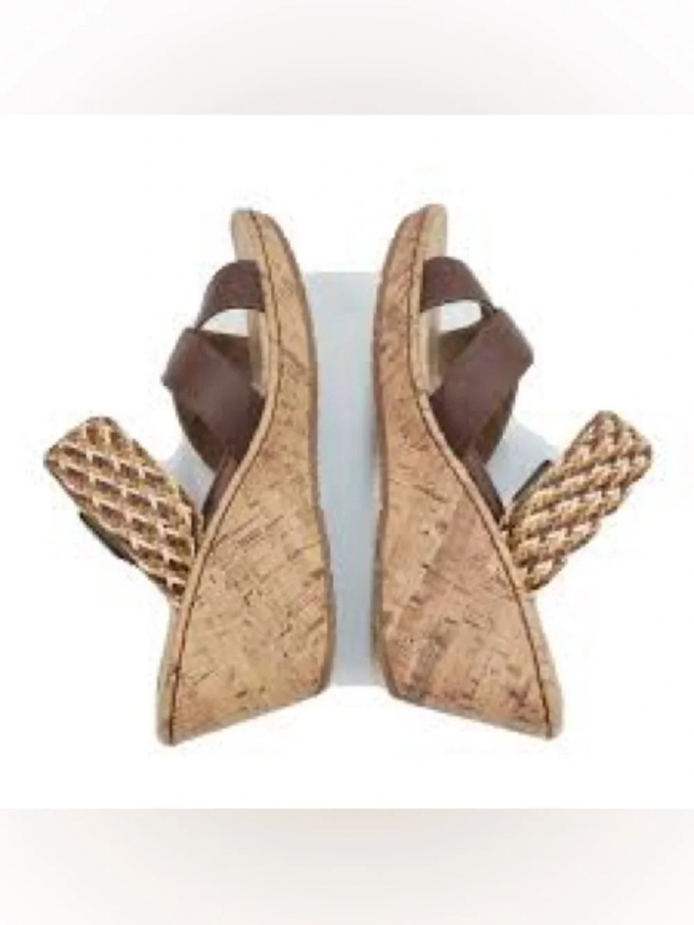 Brand new never worn BOC Brown Woven Strap Cork Wedge Sandals